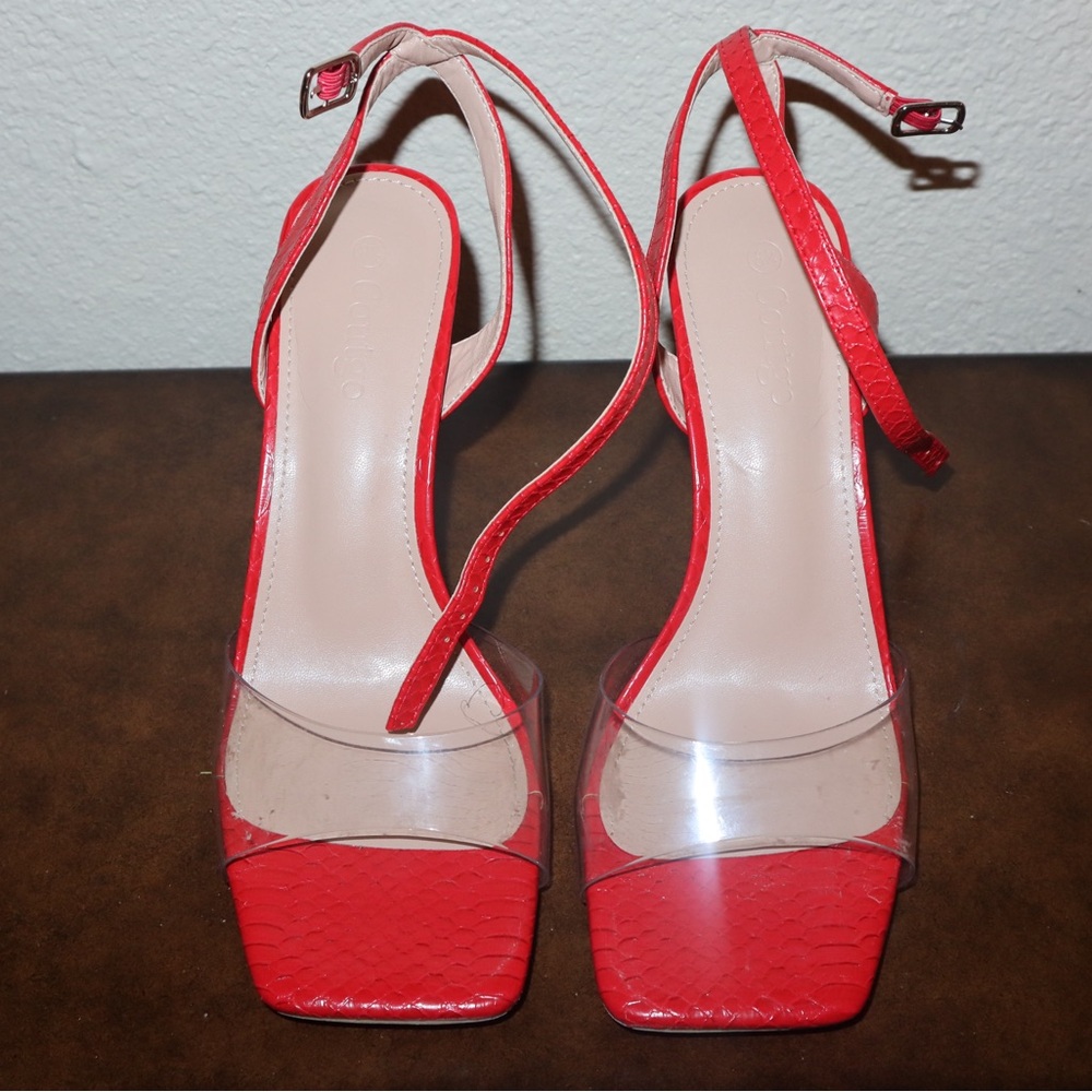 Red Strappy Heels - image 1